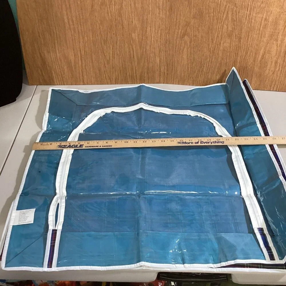 2 Under Bed Storage Bin Bags 25x24x6” Foldable Container W/Clear Window Zippered